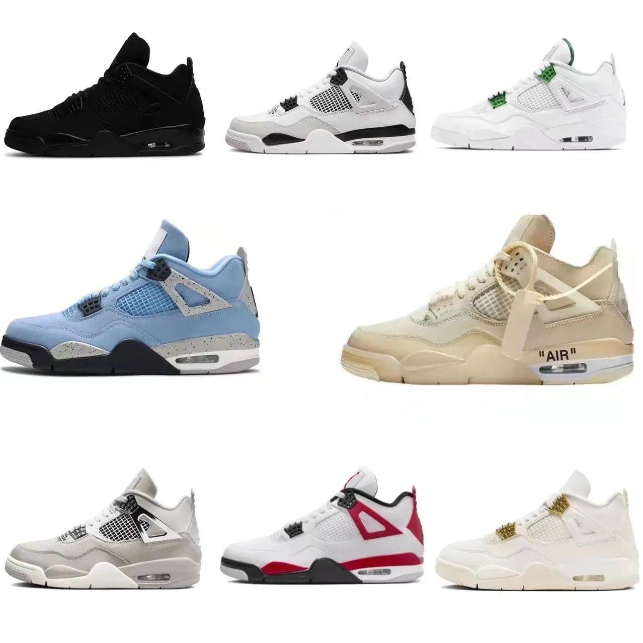 Cross border AJ4 White Sail Electric Mother Black Red White Cement Paris Air Cushion Basketball Shoes Qiao 4 Anti slip Men's and Women's Shoes Sports Shoes - OMGBUY