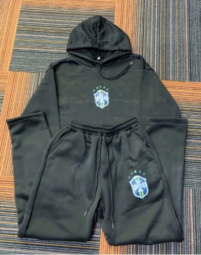 Gray Brazil Football Club Hoodie and Pants Set - 10/12