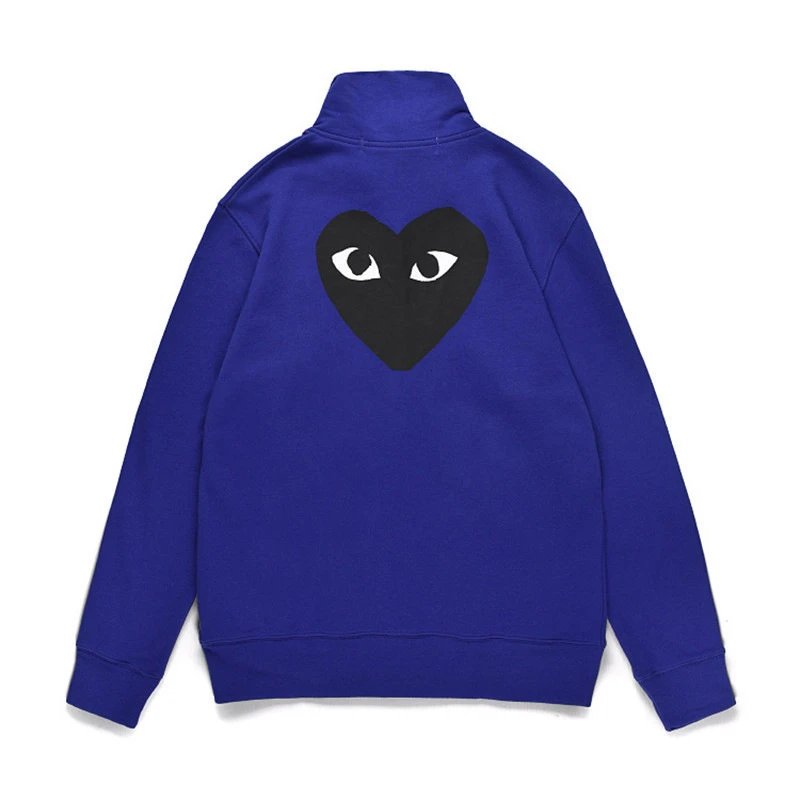 Comme des Garcons PLAY Zip Sweater Back Big Black Heart Blue