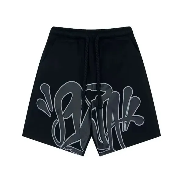 Off-White 'Quote' Graffiti Print Black Shorts - 1