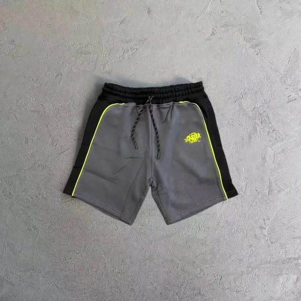 Design Track Shorts Gray with Neon Yellow Trim and Logo - 1