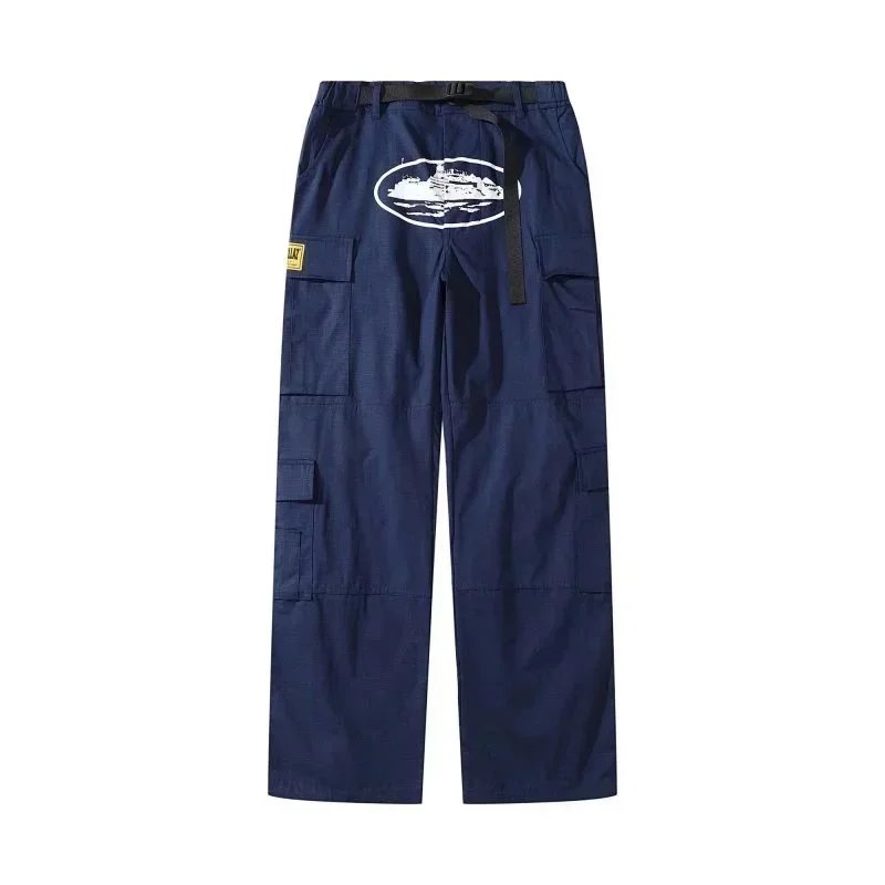Off-White Cargo Pants Navy with Ship Print - 1