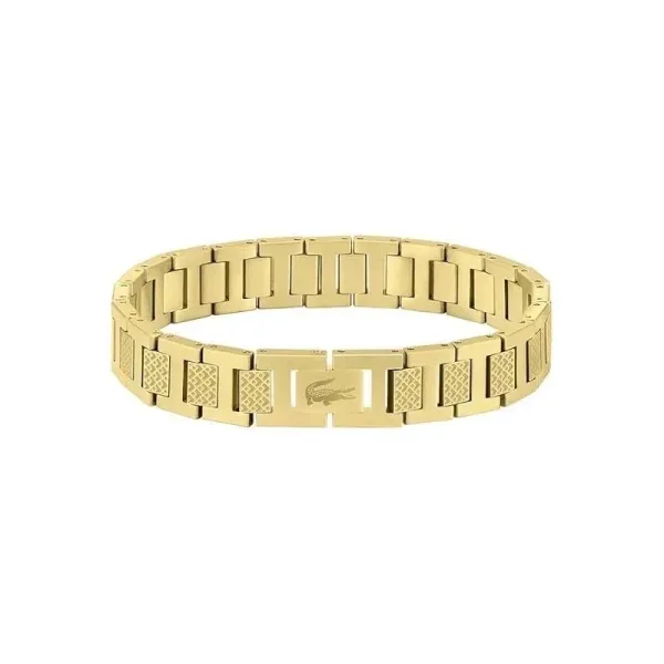 Stainless Steel Link Bracelet with Textured Panels Silver Bracelet - 8