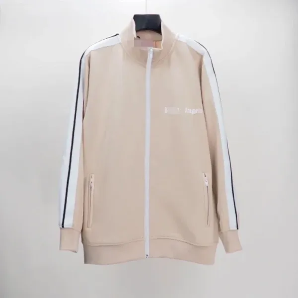 Palm Angels Track Jacket Beige with White Stripes Outerwear - 1
