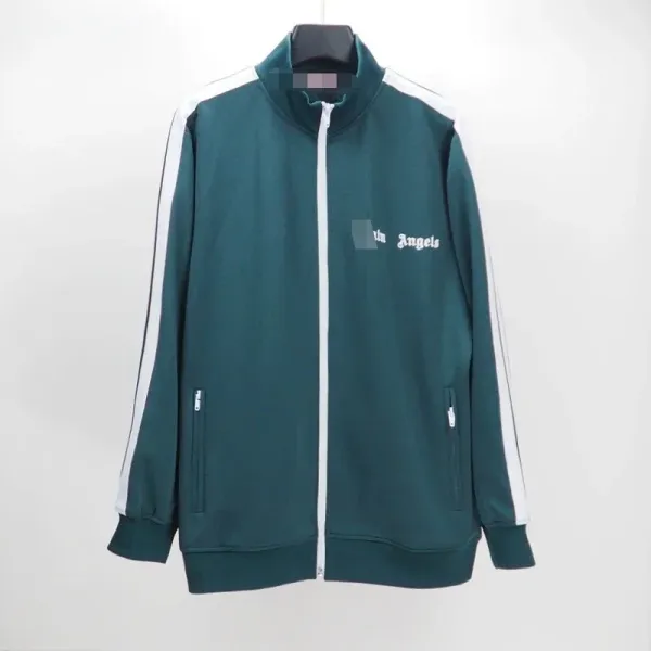 Palm Angels Track Jacket Forest Green with White Stripes Outerwear - 1