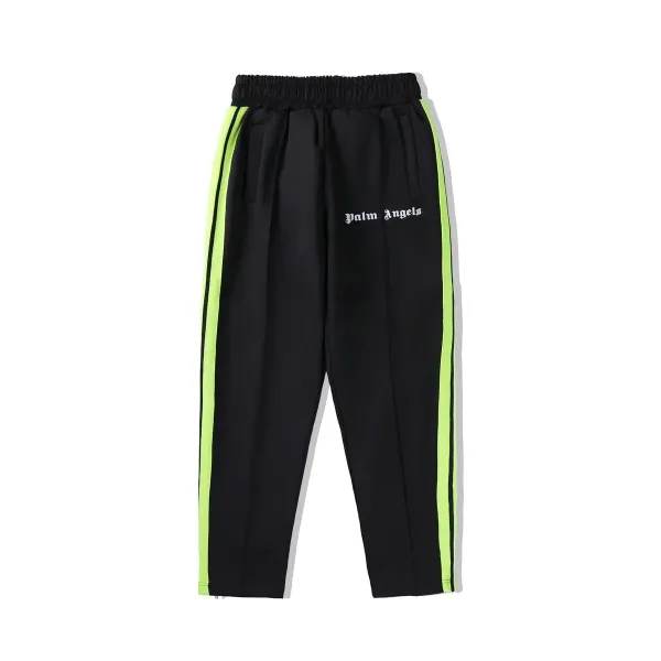 Palm Angels Track Pants Black with Neon Green Stripes Sweatpants - 1