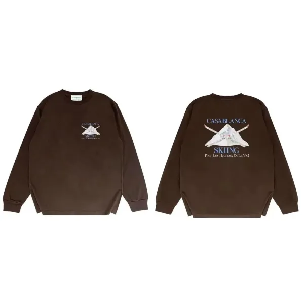 Casablanca Skiing Brown Long-Sleeve Graphic Sweatshirt - 1