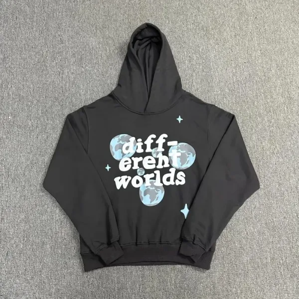 Design 'Different Worlds' Graphic Hoodie Black - 1