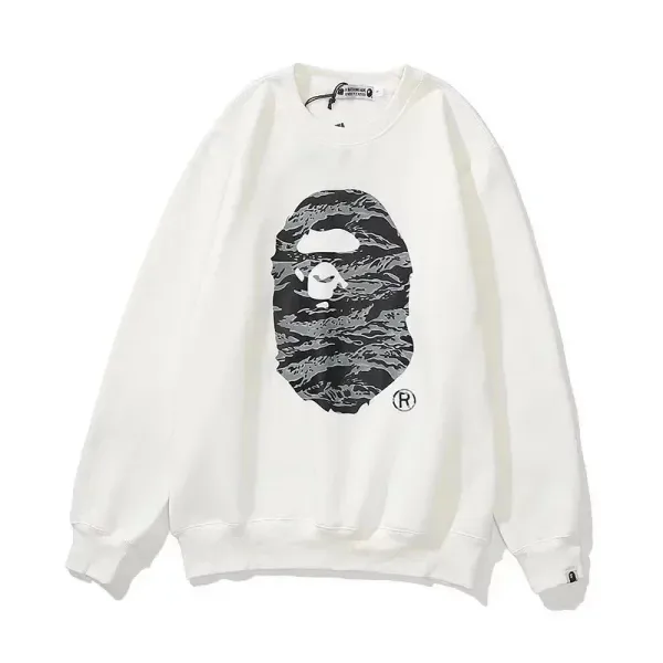 A Bathing Ape Camo Ape Head Graphic Hoodie White - 1