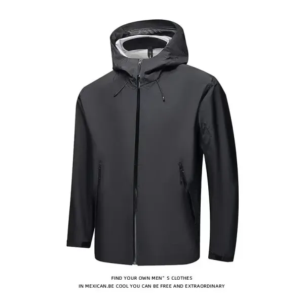 Design Technical Hooded Windbreaker Black Outerwear - 1