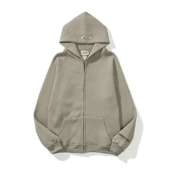 Fear of God Essentials Zip-Up Hoodie Beige Hoodie - 1