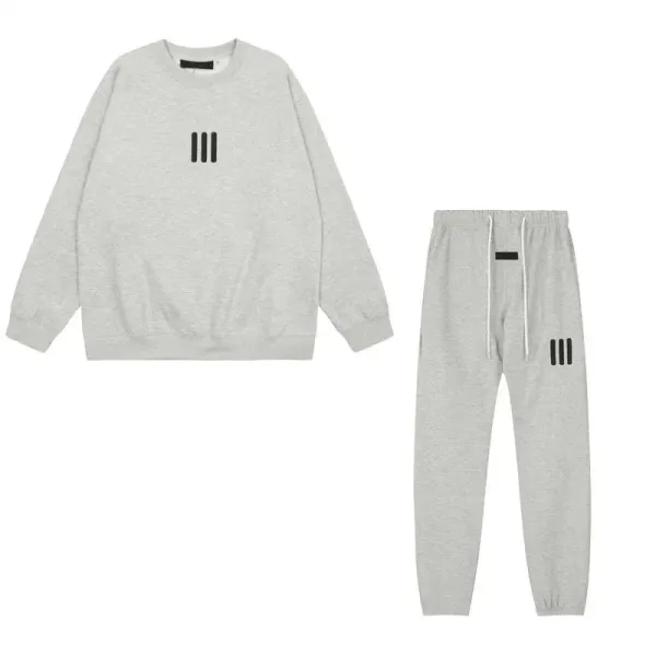 Off-White Triple Stripe Gray Sweatshirt and Sweatpants Set - 1