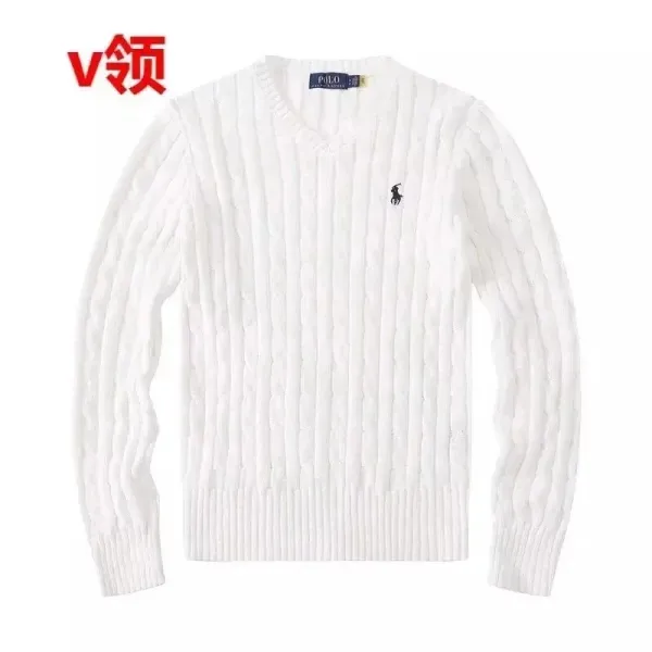 Polo Ralph Lauren Cable Knit V-Neck Sweater White - 1