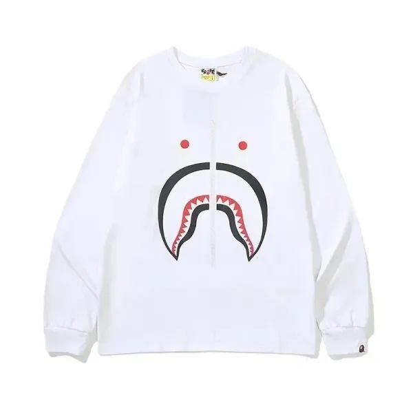 A Bathing Ape Shark Face White Long-Sleeve T-Shirt - 1