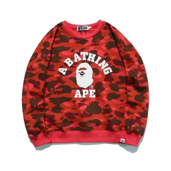 A Bathing Ape Camo Archive Logo Hoodie Red - 1