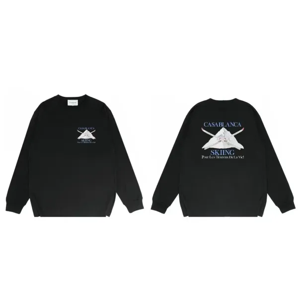 Casablanca Skiing Black Long-Sleeve Graphic Tee - 1
