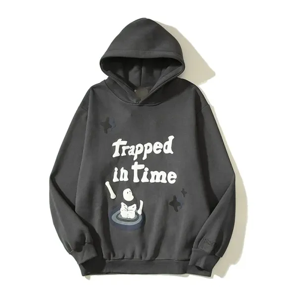 Trapped in Time Graphic Hoodie Gray - 1