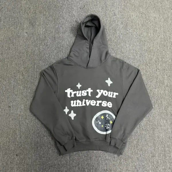 Design 'Trust Your Universe' Graphic Hoodie Gray - 1