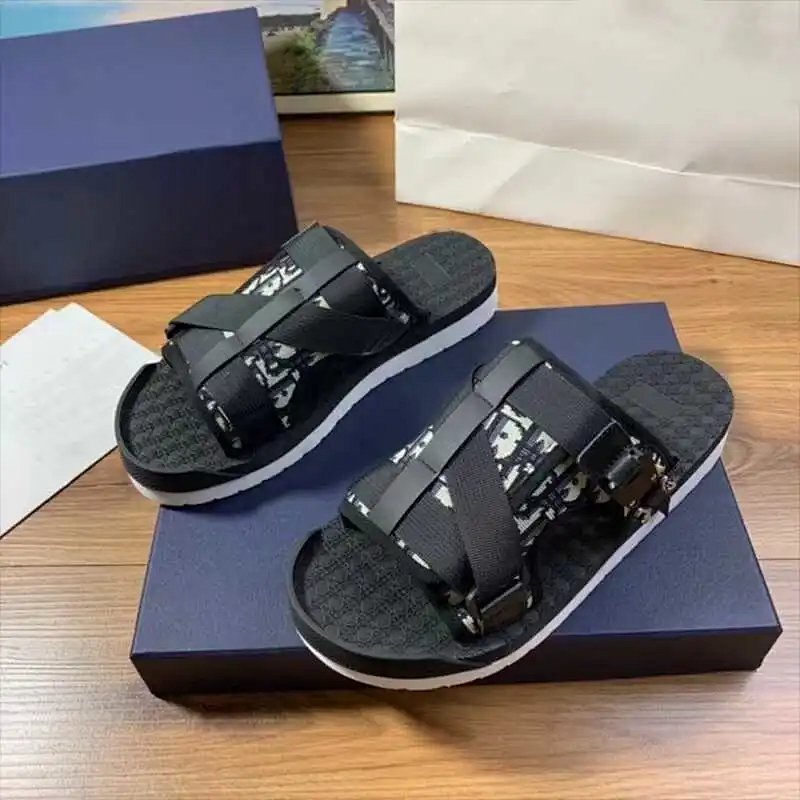 Dior B23 Oblique Slide Sandals Black and White Slippers product detail 15 in Litbuy spreadsheet finds