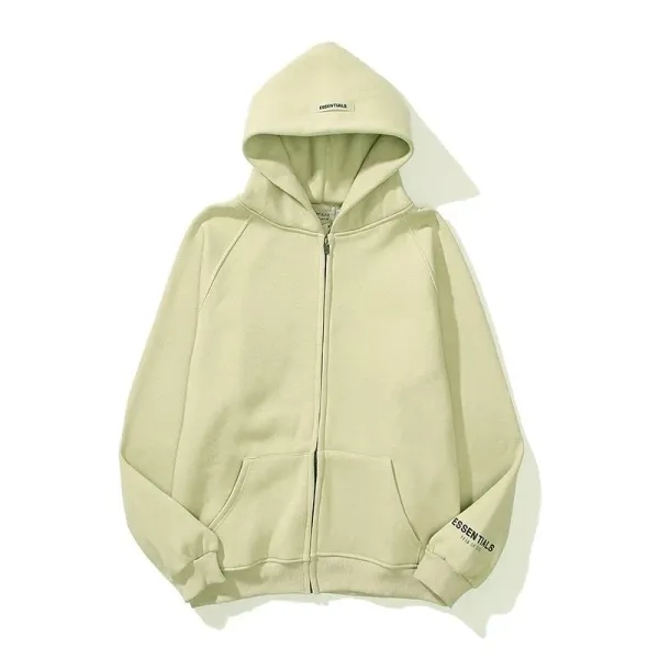 Essentials Zip-Up Hoodie Pale Green Hoodie - 1