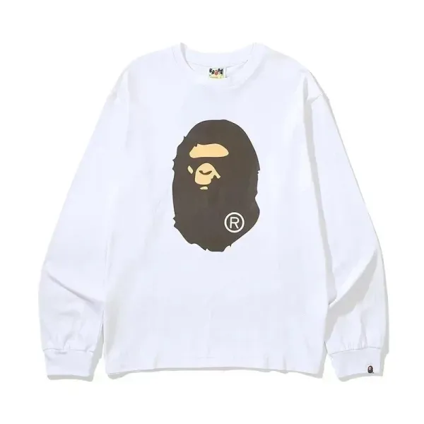 A Bathing Ape Big Ape Head White Long-Sleeve T-Shirt - 1