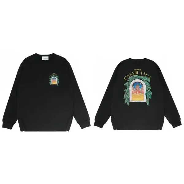 Casablanca Avenida Archway Black Long-Sleeve T-Shirt - 1