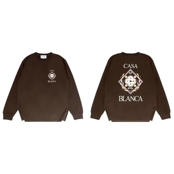 Casa Blanca Embroidered Logo Long-Sleeve Sweatshirt Brown - 1