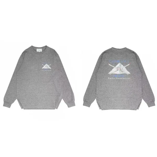Candide x Mountain Motif Gray Oversized Long-Sleeve Sweatshirt - 1