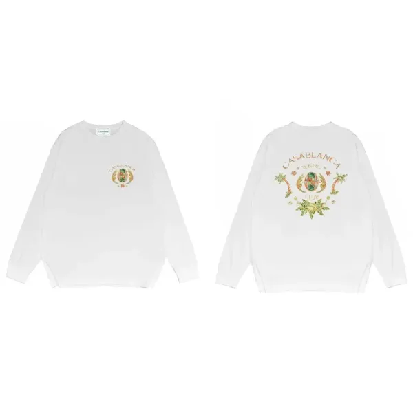 Casablanca Tennis Club Embroidered Long-Sleeve T-Shirt White - 1