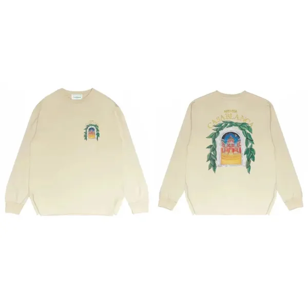 Casablanca Avenue Casablanca Beige Long-Sleeve Graphic Tee - 1