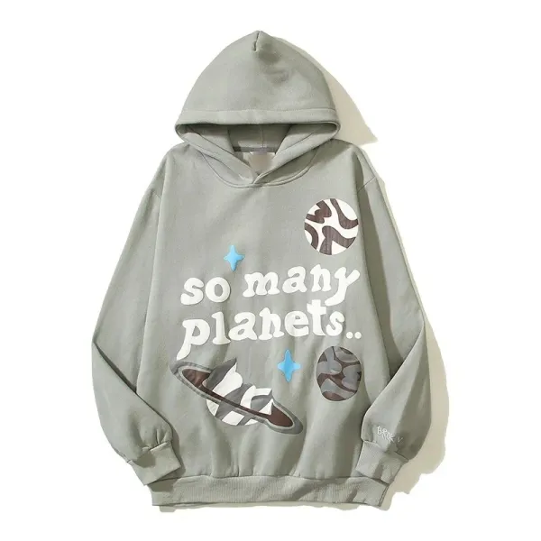 BROK V So Many Planets Graphic Hoodie Gray - 1