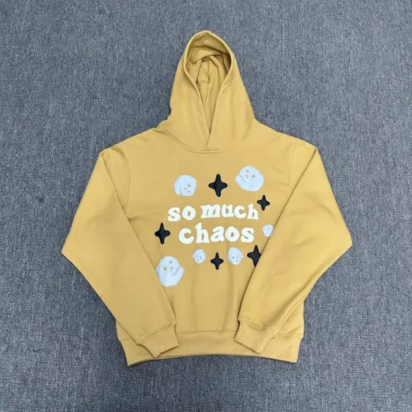 Design So Much Chaos Graphic Hoodie Yellow - 1