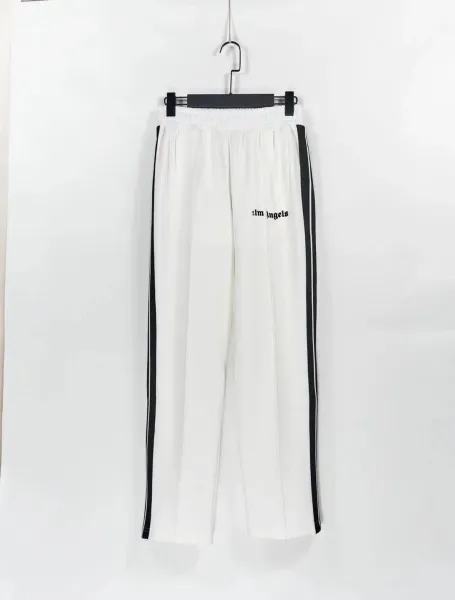 Palm Angels Track Pants White with Black Side Stripes - 1
