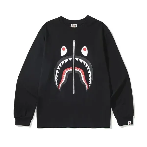 A Bathing Ape Shark Zipper Long-Sleeve T-Shirt Black - 1