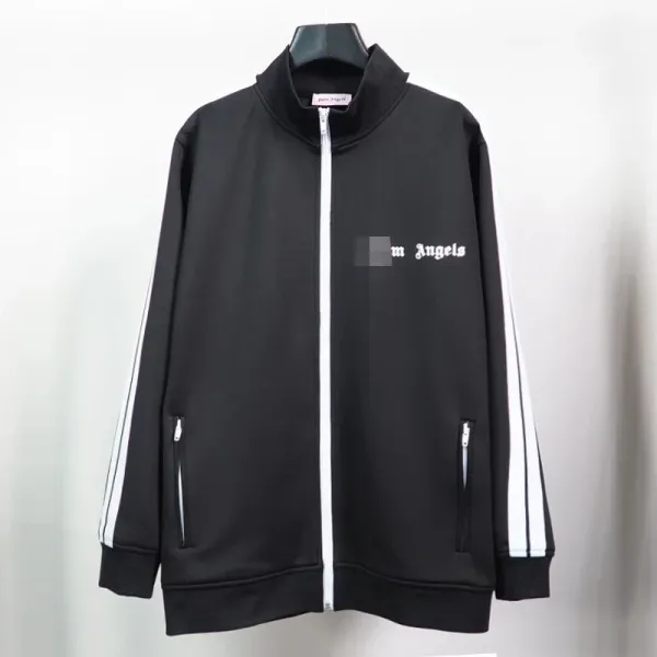 Palm Angels Track Jacket Black with White Stripes Outerwear - 1