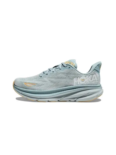 Hoka Clifton 9 Light Blue Gold Running Shoes - 1