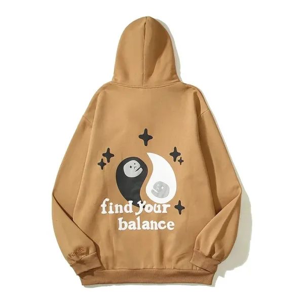 Design Yin-Yang Graphic Hoodie Beige - 1