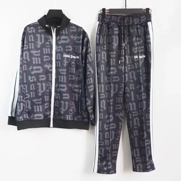 Palm Angels Logo Print Tracksuit Set Gray - 1