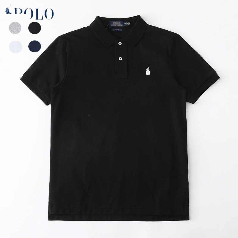 刺绣小马标POLO衫男两扣短袖经典翻领上衣