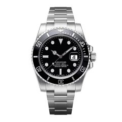 Lau Automatic Mechanical Watch 904L Ceramic Bezel Black Diving Luminous Function