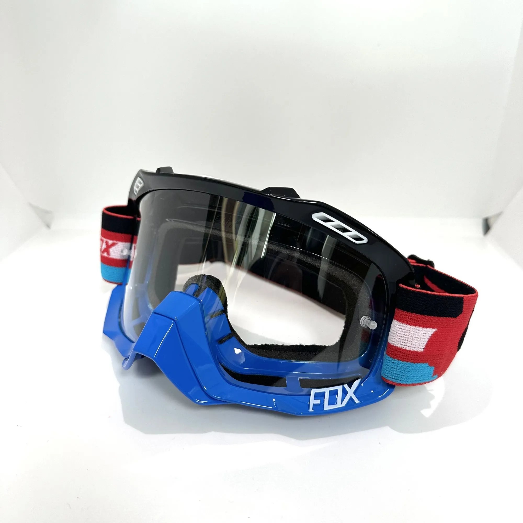 FOX Black and Blue Clear (free glasses bag with anti-fog wipes)