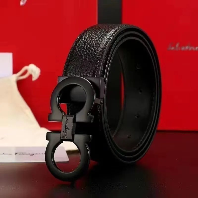 Black Buckle Pebbled Leather