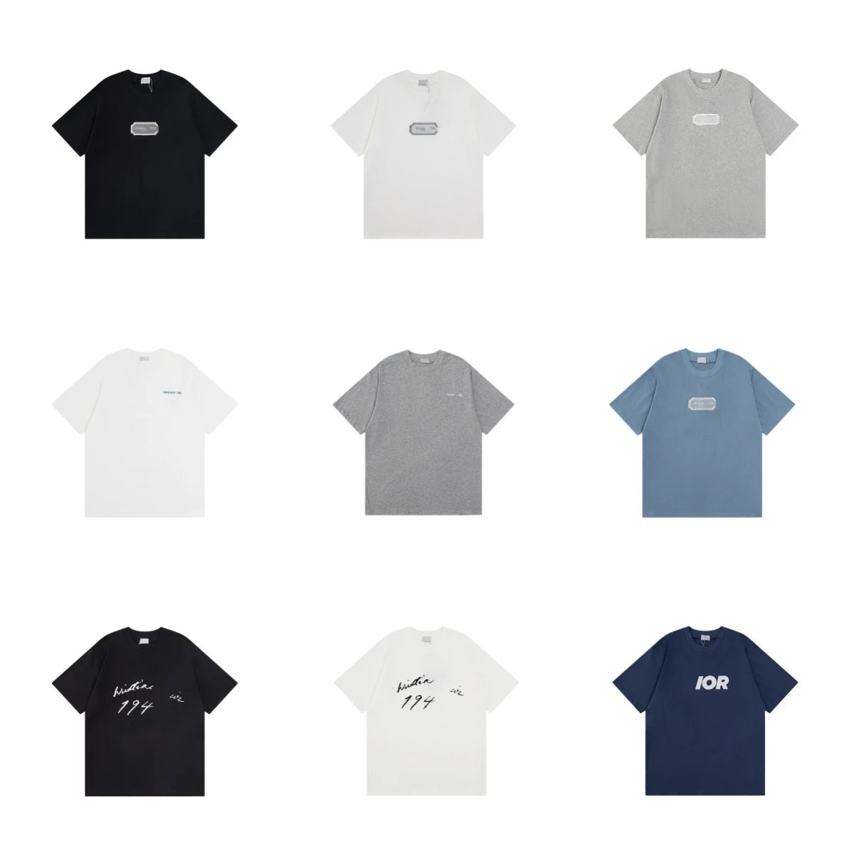 IOR T-Shirt Black White Gray Blue Casual Graphic Tee