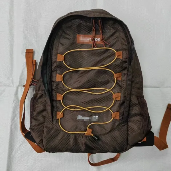 Supreme Mesh Backpack Brown with Orange Accents - 1