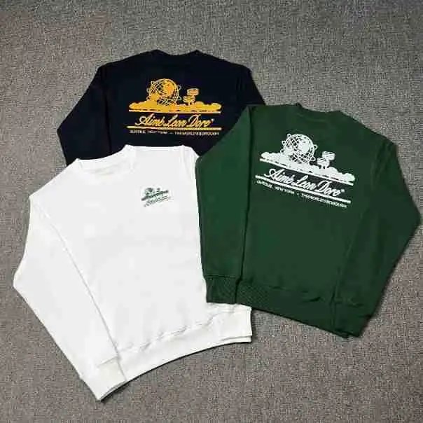 Aime Leon Dore Logo Print White Green Navy Crewneck Sweatshirt