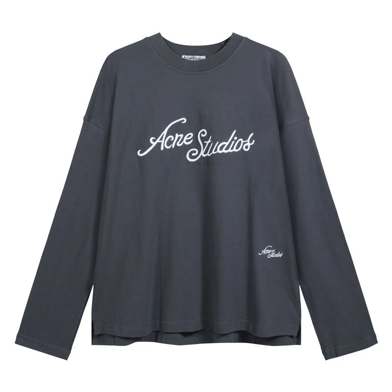 Acne Studios Acne Studios Acne Studios Script Logo Long Sleeve T-Shirt ELEV-灰蓝3272 Grey