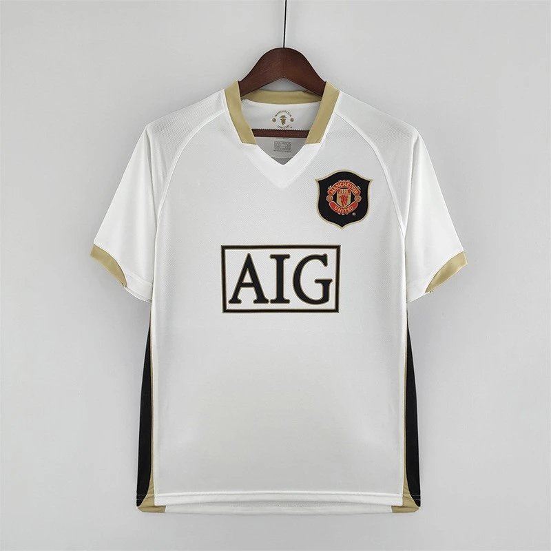 Manchester United AIG White Vintage Soccer Jersey