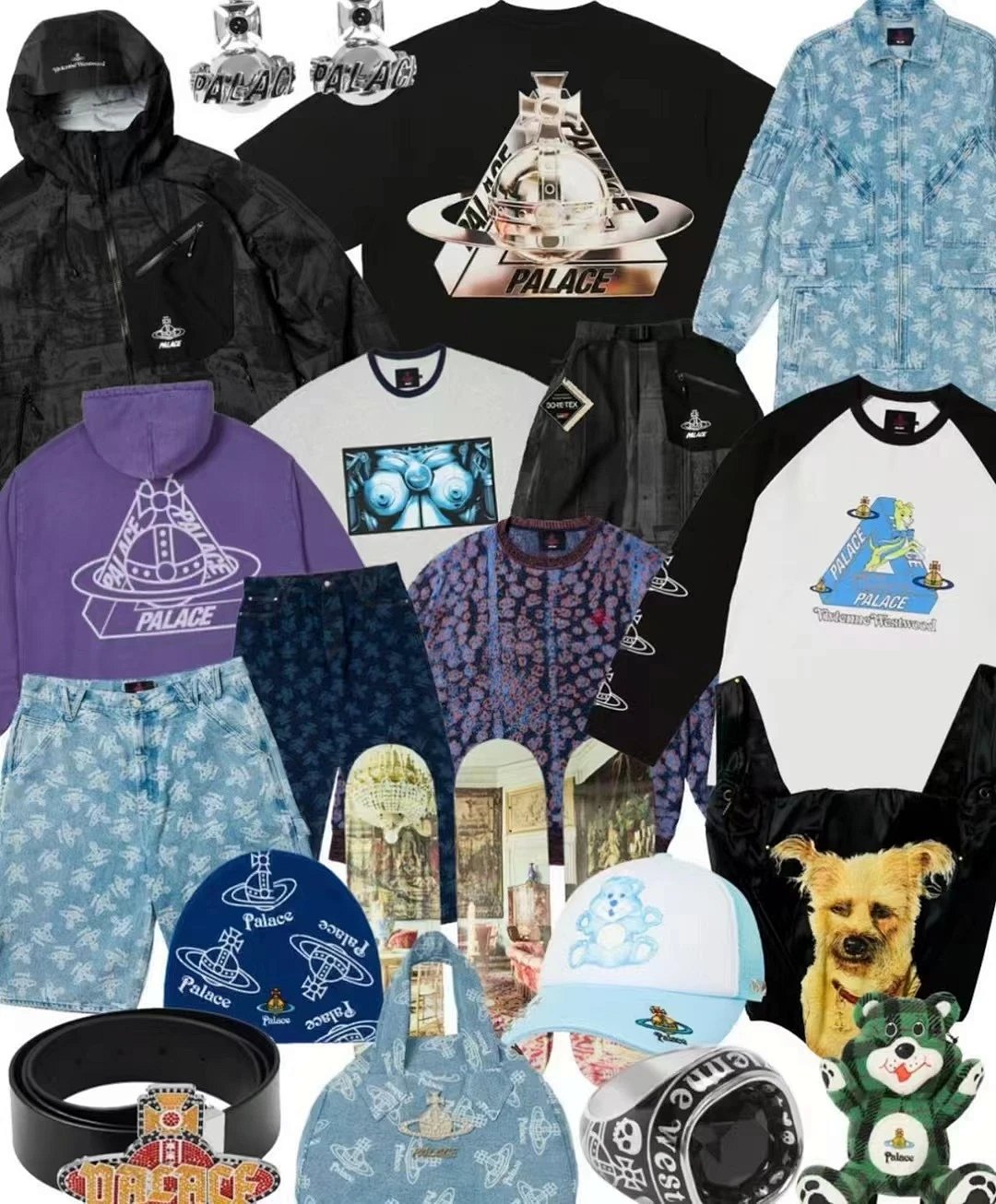Palace x Vivienne Westwood Graphic Print Oversized T-Shirt Dress in Cream product detail 2 in Litbuy spreadsheet finds