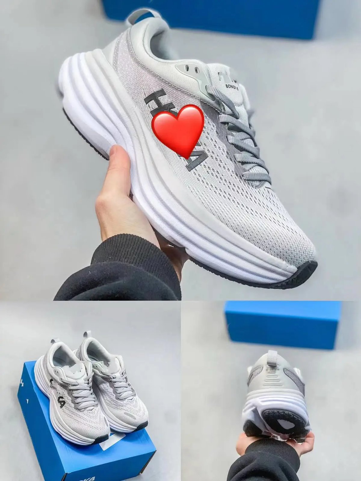 Hoka Bondi 8 Love Edition Light Blue Yellow Running Shoes product detail 2 in Litbuy spreadsheet finds