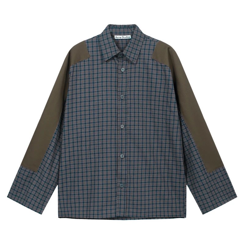 Acne Studios Acne Studios Plaid Patchwork Button-Up Shirt Blue